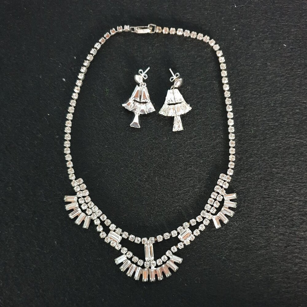 Gorgeous Vintage 1960s Hollywood Regency Glamour Rhinestone Bridal Set